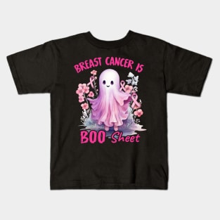 Breast Cancer Is Boo Sheet Halloween Breast Cancer Awareness graphic Kids T-Shirt